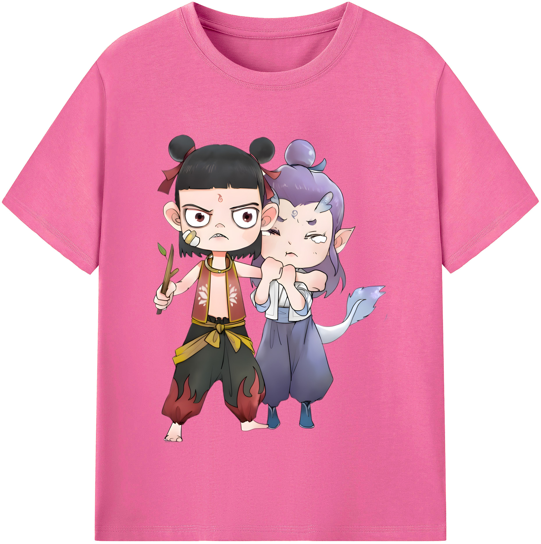 （画像用） Ne Zha 2 ナタ 魔童の大暴れ レディースカジュアルプリントTシャツ（綿100％）